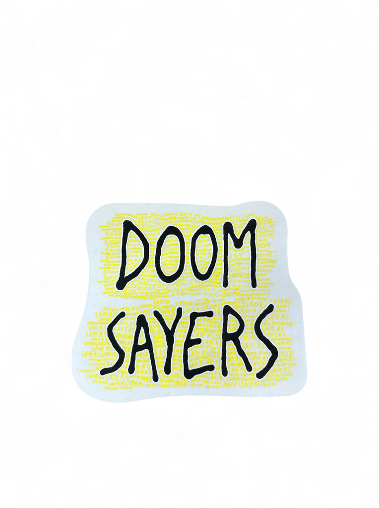 DOOM SAYERS CLUB | Vinyl Sticker Yellow | 3.75" X 4"
