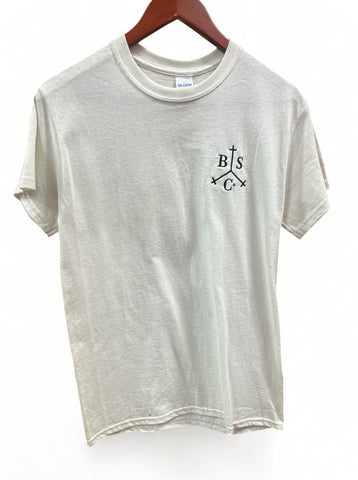 BAKERSFIELD SKATEBOARD CO. | Hand Drawn Tri- Hatch Shop Tee | White