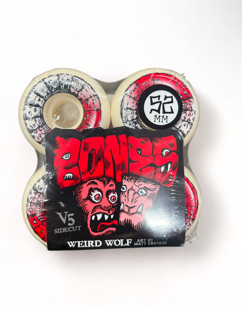 BONES |Weird Wolf V5 Sidecut STF Wheels | RED/WHITE 52MM 103A