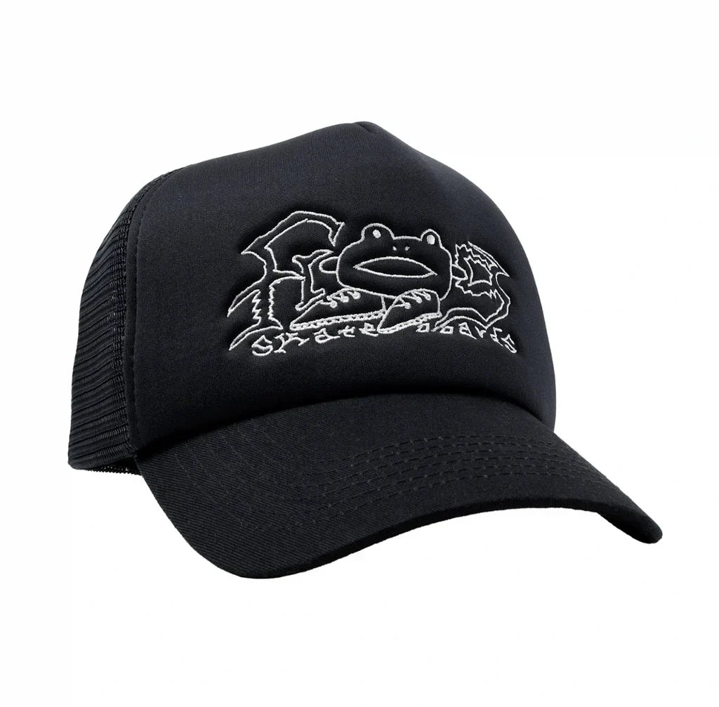 帽子 WEIRDO ROAD FREAK - CASQUETTE Black L FROG SKATEBOARDS | Big Shoes Trucker Hat | Black - The