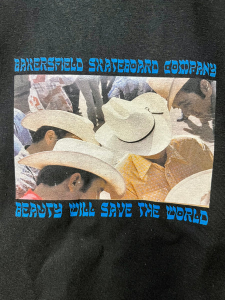 BAKERSFIELD SKATEBOARD COMPANY | Dostoyevsky Shop Tee | Cream & Black